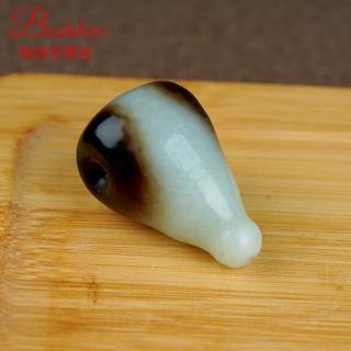 铂饰恋和田玉三通新疆和田白玉黑皮籽料飘糖散珠配饰diy玉石 小号17mm