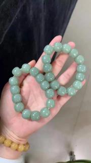新疆和田玉且末蓝老型珠,共2条,规格:1416,颜色蓝调,油性特好,整体肉