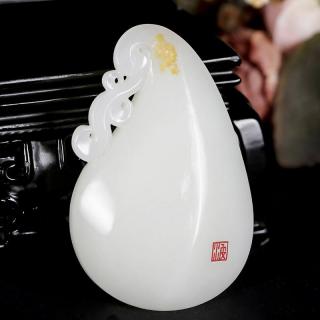 闫小波 和田玉羊脂白玉挂件 福豆71.30g
