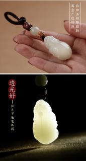 一只小鹿天然和田玉石貔貅汽车钥匙挂件创意招高档汽车钥匙扣圈环挂绳